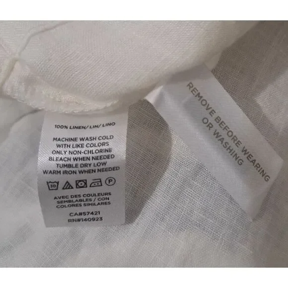 Lou & Grey Womens Small LAGENLOOK Beachy Midi Dress Ivory 100% Linen Pockets - Picture 9 of 9